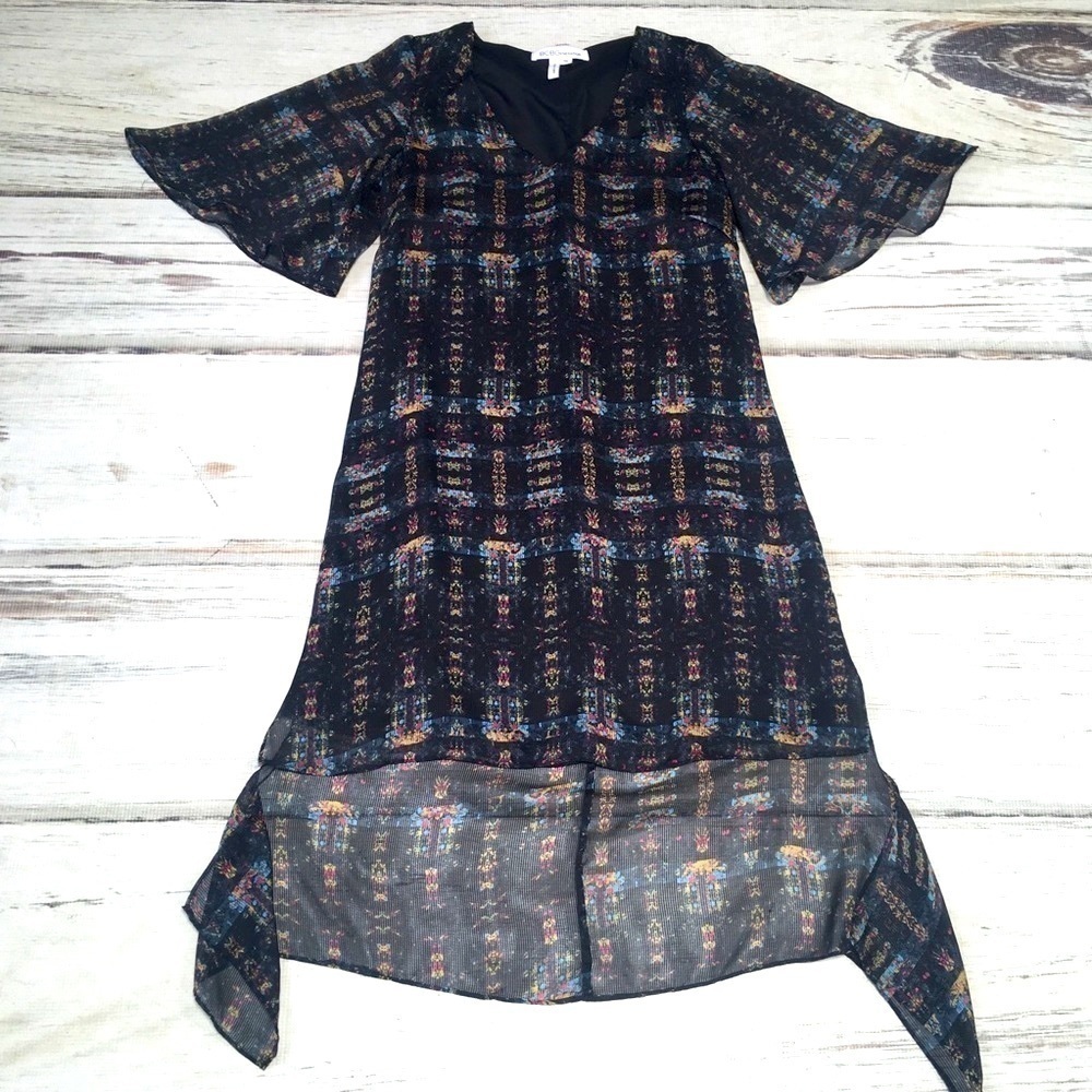 BCBGeneration Dress High Low Flutter Sleeves XS